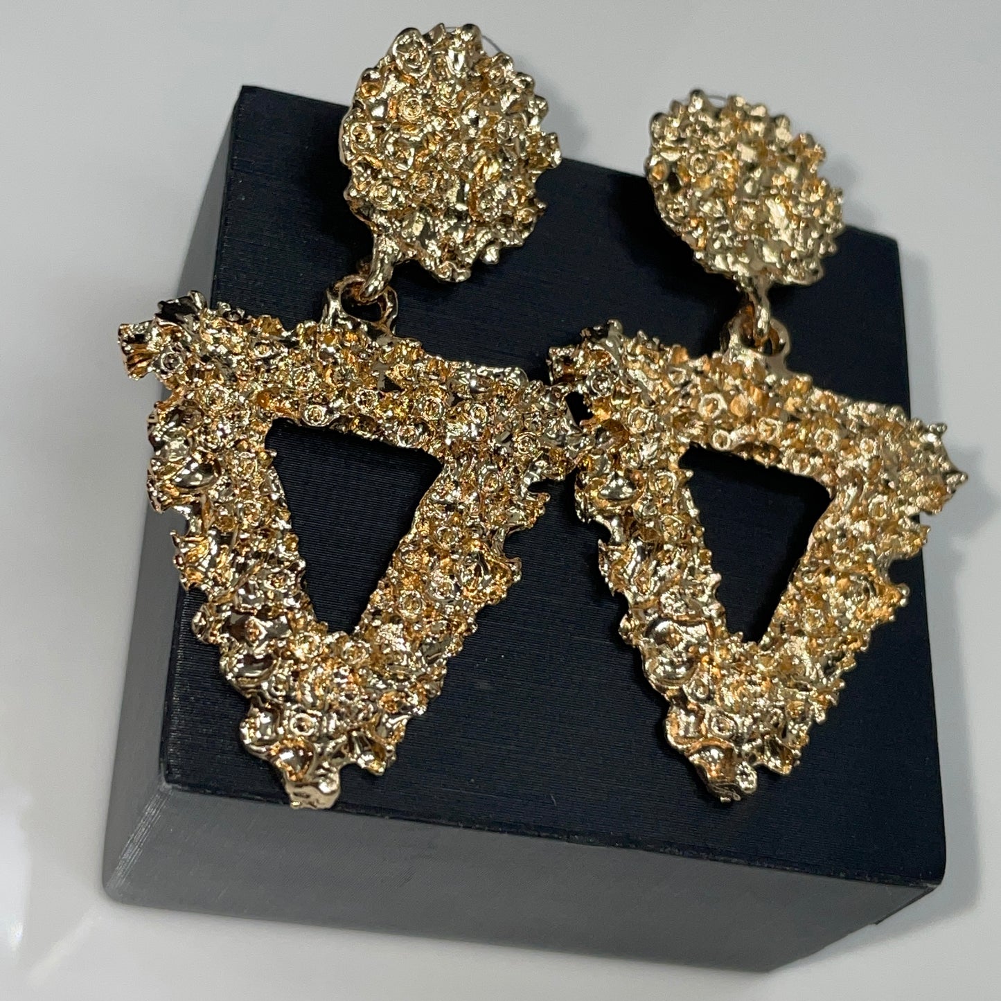 GIA GOLD "GEOMETRIC TEXTURED EARRINGS"