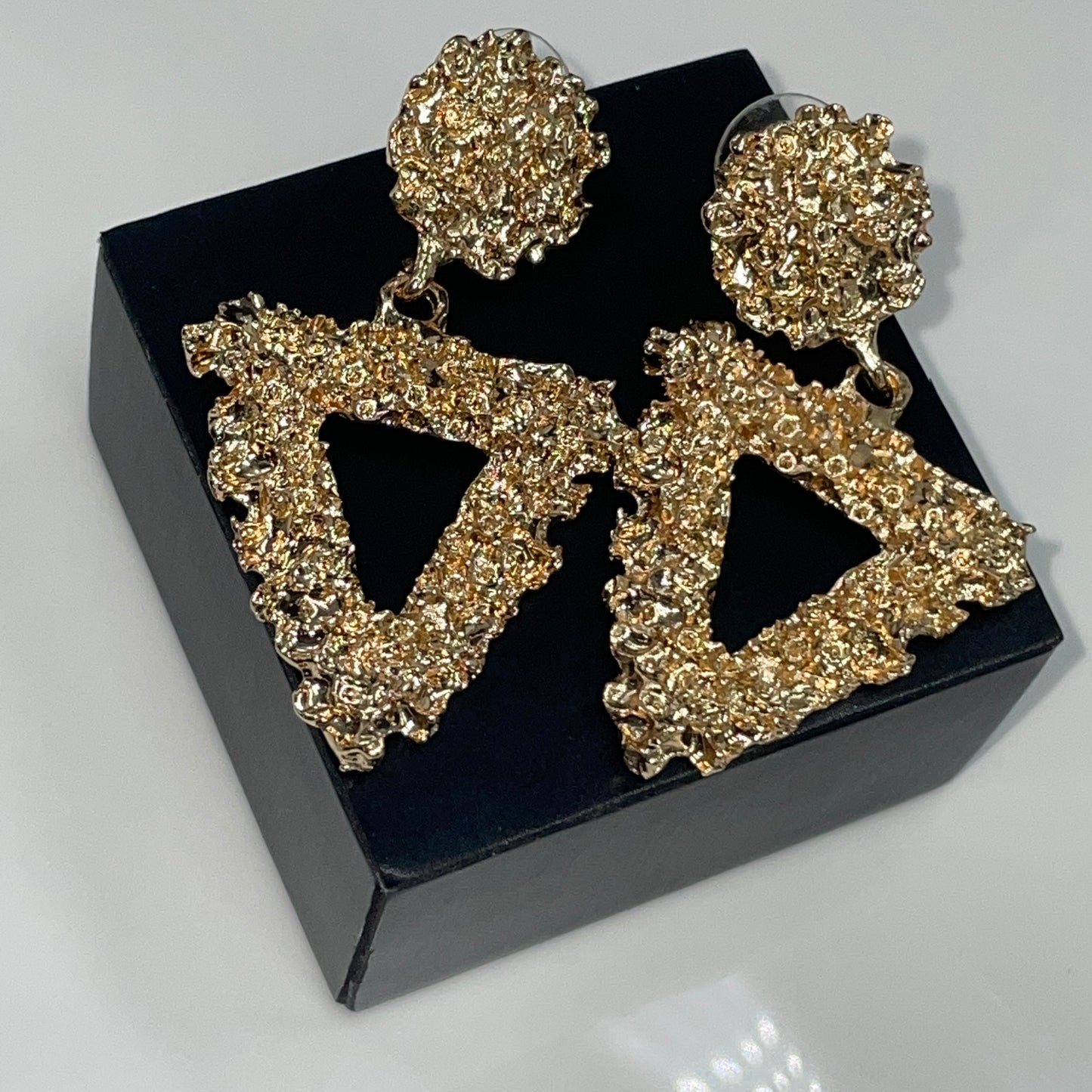 GIA GOLD "GEOMETRIC TEXTURED EARRINGS"